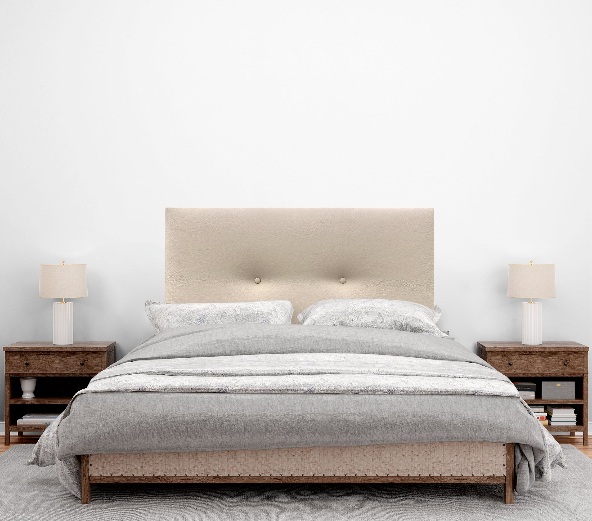 DHOME Cabecero de Polipiel Liso con Botones 95x50cm Camas 90 - Beige - 4