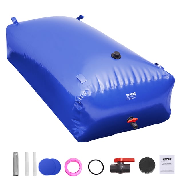 VEVOR Vejiga de Almacenamiento de Agua, 1000L, Tanque de Agua Plegable de PVC 1000D, Contenedor Blando Agua Emergencia portátil, Bolsa de Agua Dulce