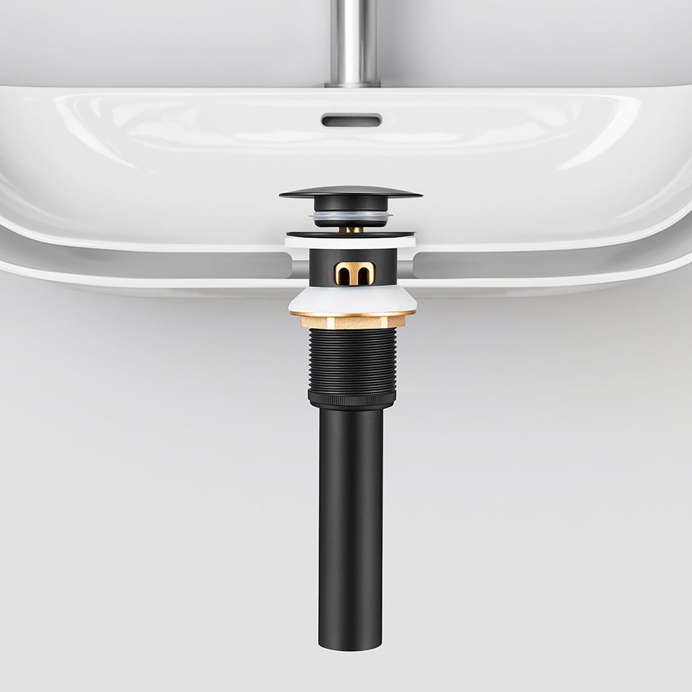 Auralum max Bonde de Lavabo Pop Up Avec Trop Plein,Bouchon Vidange avec Panier à Crépine,Bonde Vidage en Laiton/Inox pour Lavabo de Salle Bain ,Noir - 5