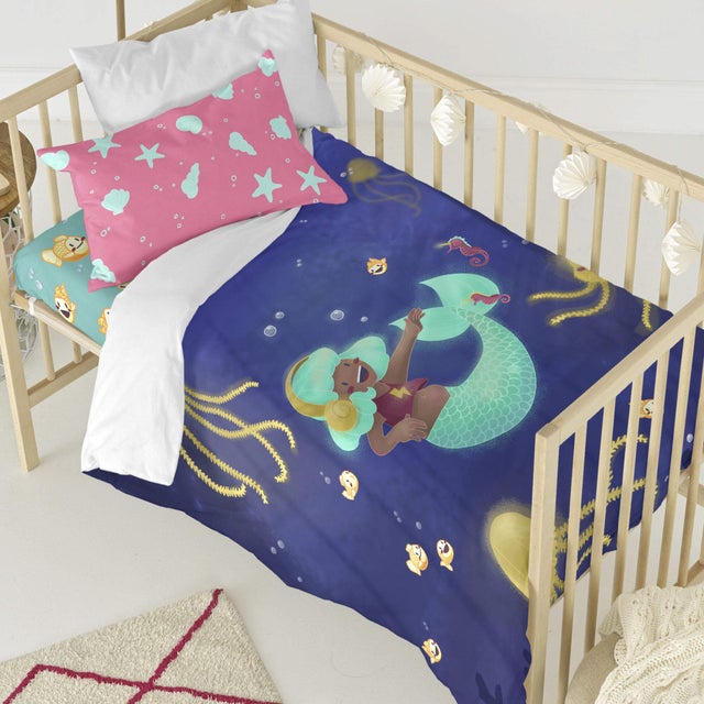 Happy mermaid Parure housse de couette Lit Bébé 115x145 cm