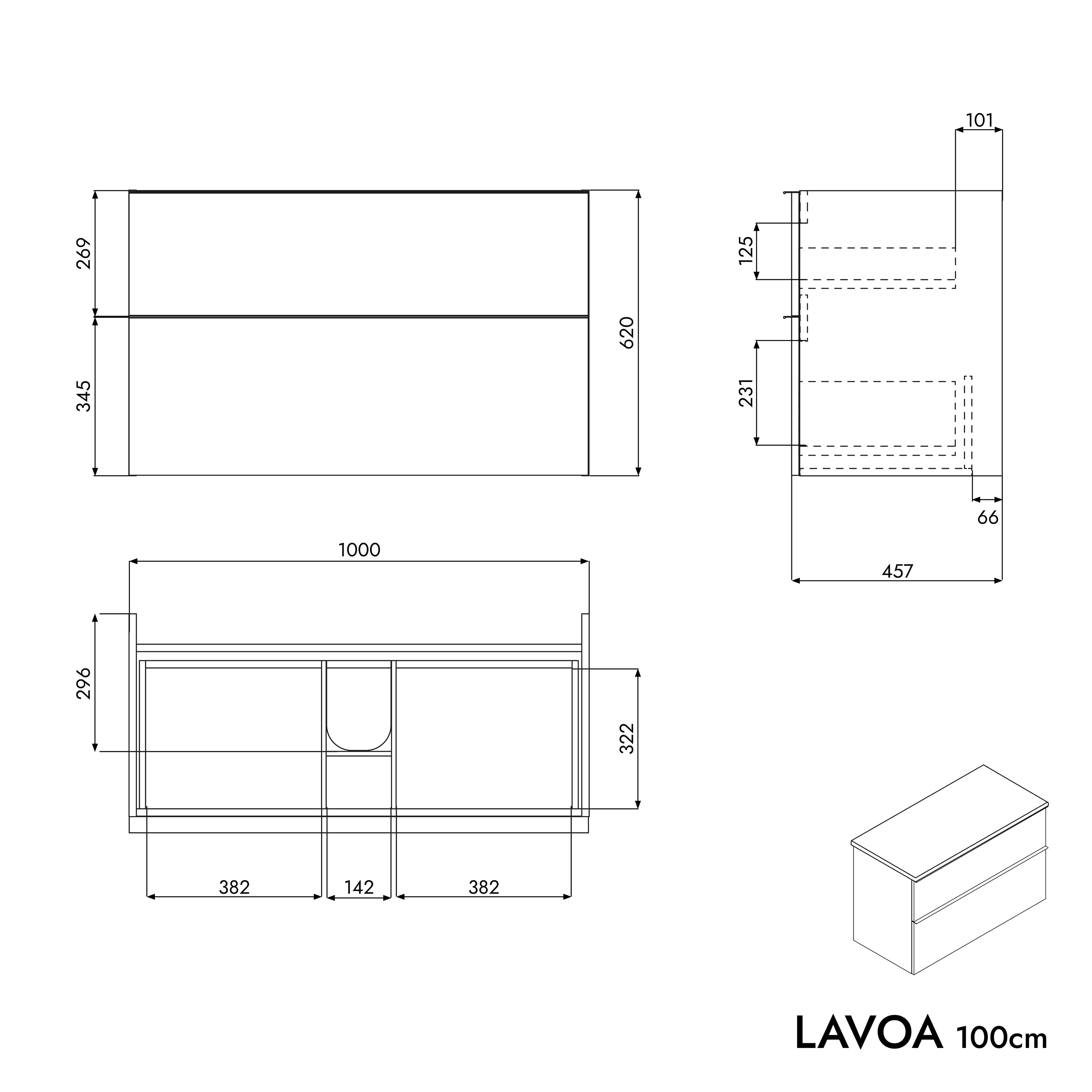 BERNSTEIN - Meuble sous vasque suspendu MDF Chêne miel, plan vasque Bleu nuit mat, poignée Anthracite mat - 100x46x62cm - LAVOA - 6