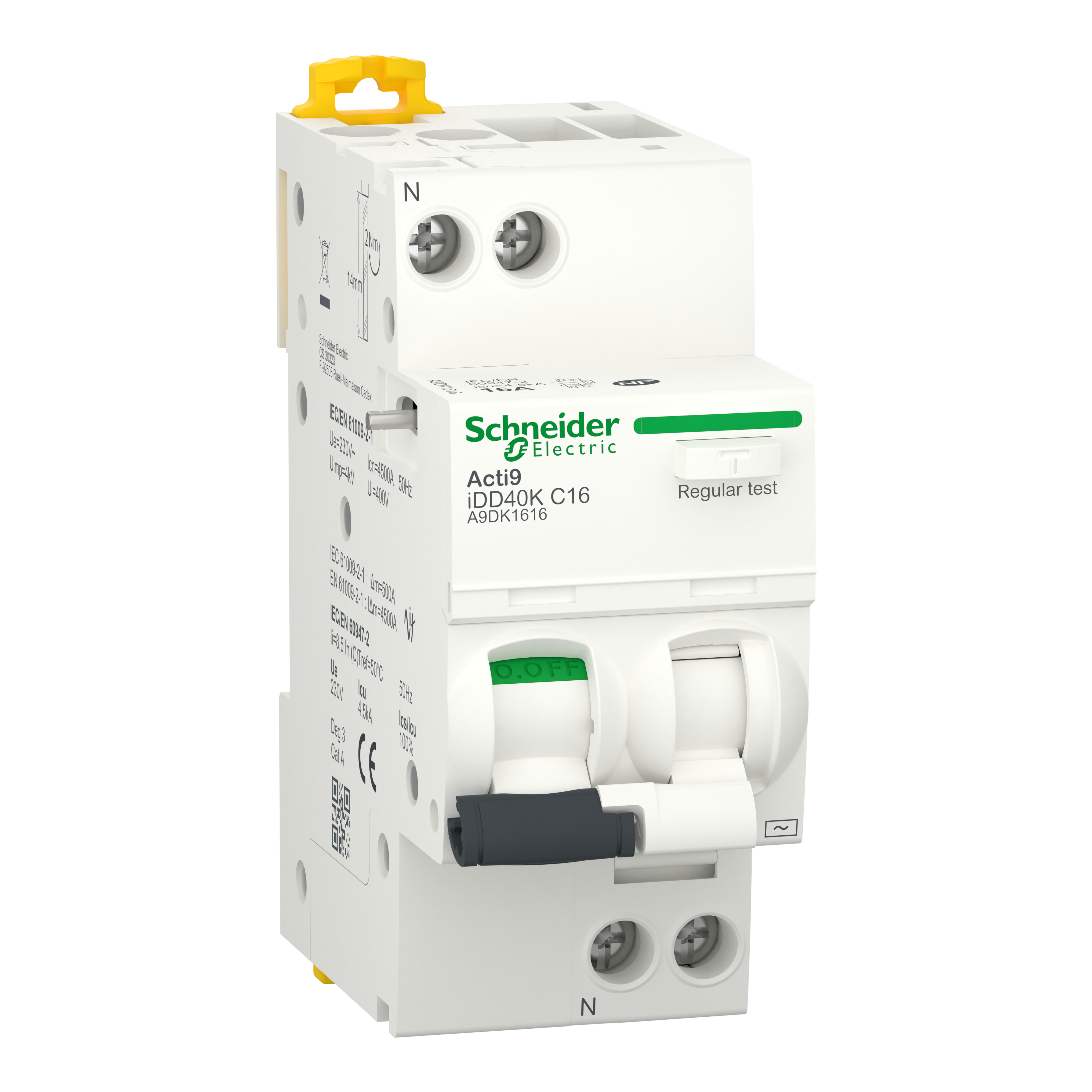 Disjoncteur différentiel SCHNEIDER A9DK1616 1P+N C 16A 4500A/4,5A 30mA type AC Acti9 iDD40K - 2