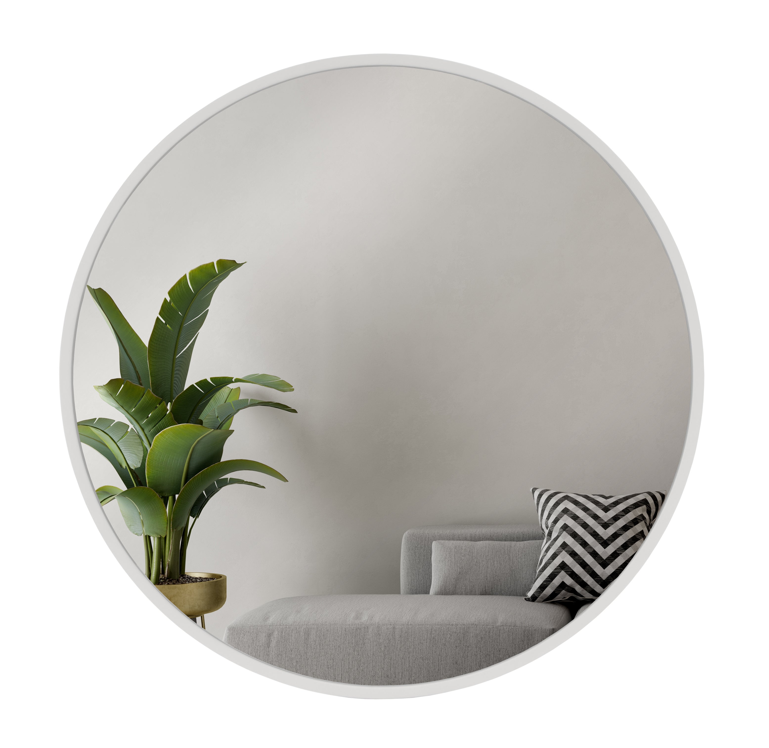 BD ART Miroir Rond Moderne, Mural, Diamètre de 60cm, Bois, Couleur Blanche - 3