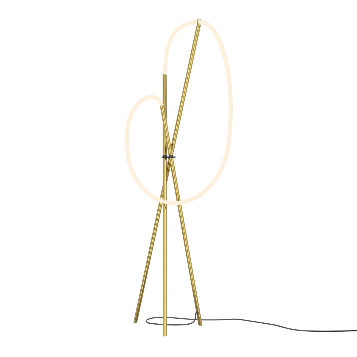 Lampa stojąca LED CROCHET 36W 3000KK 2500lm aluminium mosiężno-biała wym:162x45x45cm trójnóg z wężem świetlnym Maytoni