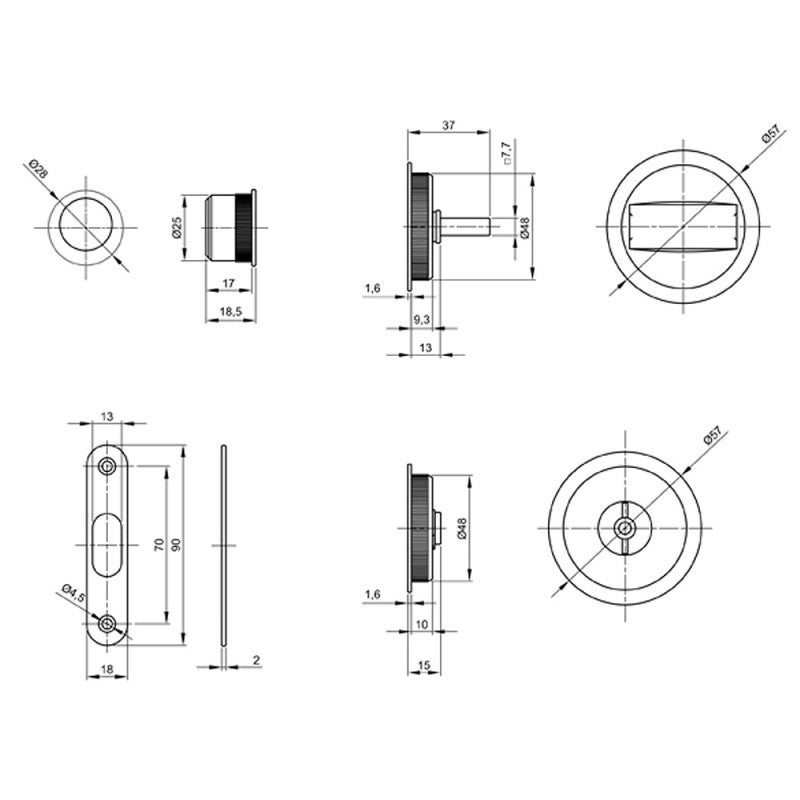 Kit serrure à condamnation, poignée ronde, acier finition doré - 5