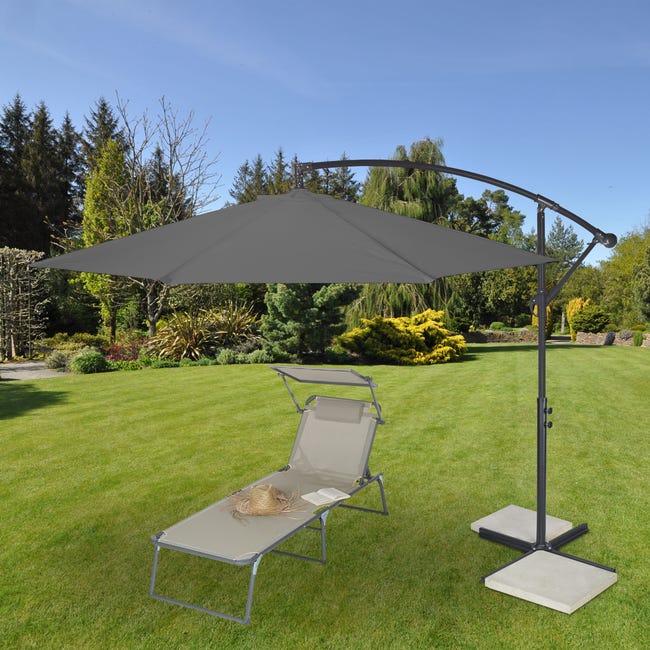 Ombrellone rettangolare 210x140 cm, UV30+, per balcone, terrazza e giardino, con manovella e LED, grigio | Leroy Merlin Ombrellone rettangolare 210x140 cm, UV30+, per balcone, terrazza e giardino, con manovella e LED, grigio | Leroy Merlin