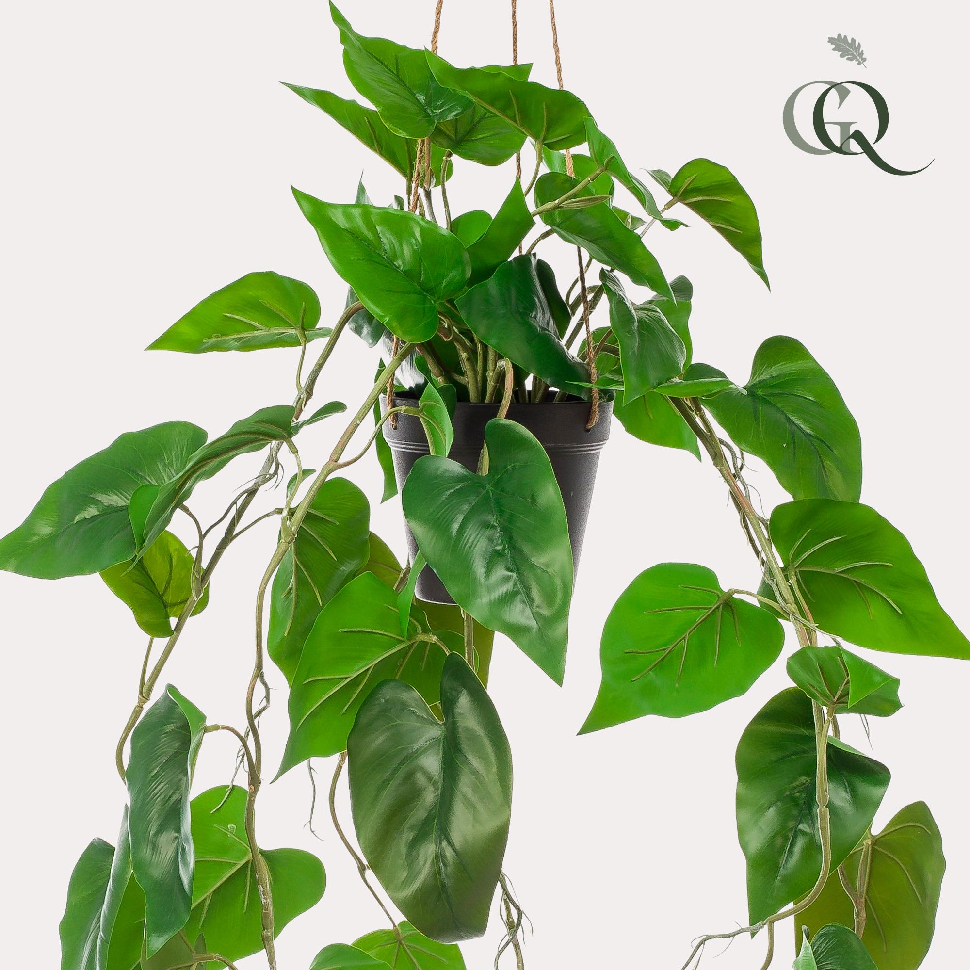 Sztuczna roślina Philodendron scandens 80 cm – Pnącze wiszące – Dekoracja wnętrz bez pielęgnacji