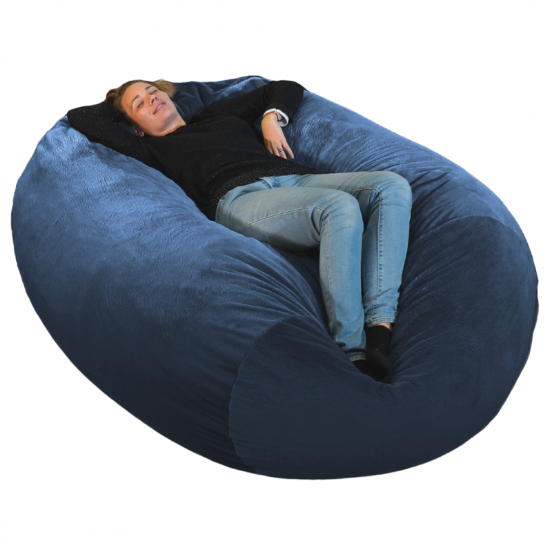 Pouf lungo gigante finta pelliccia blu 160 cm - 4