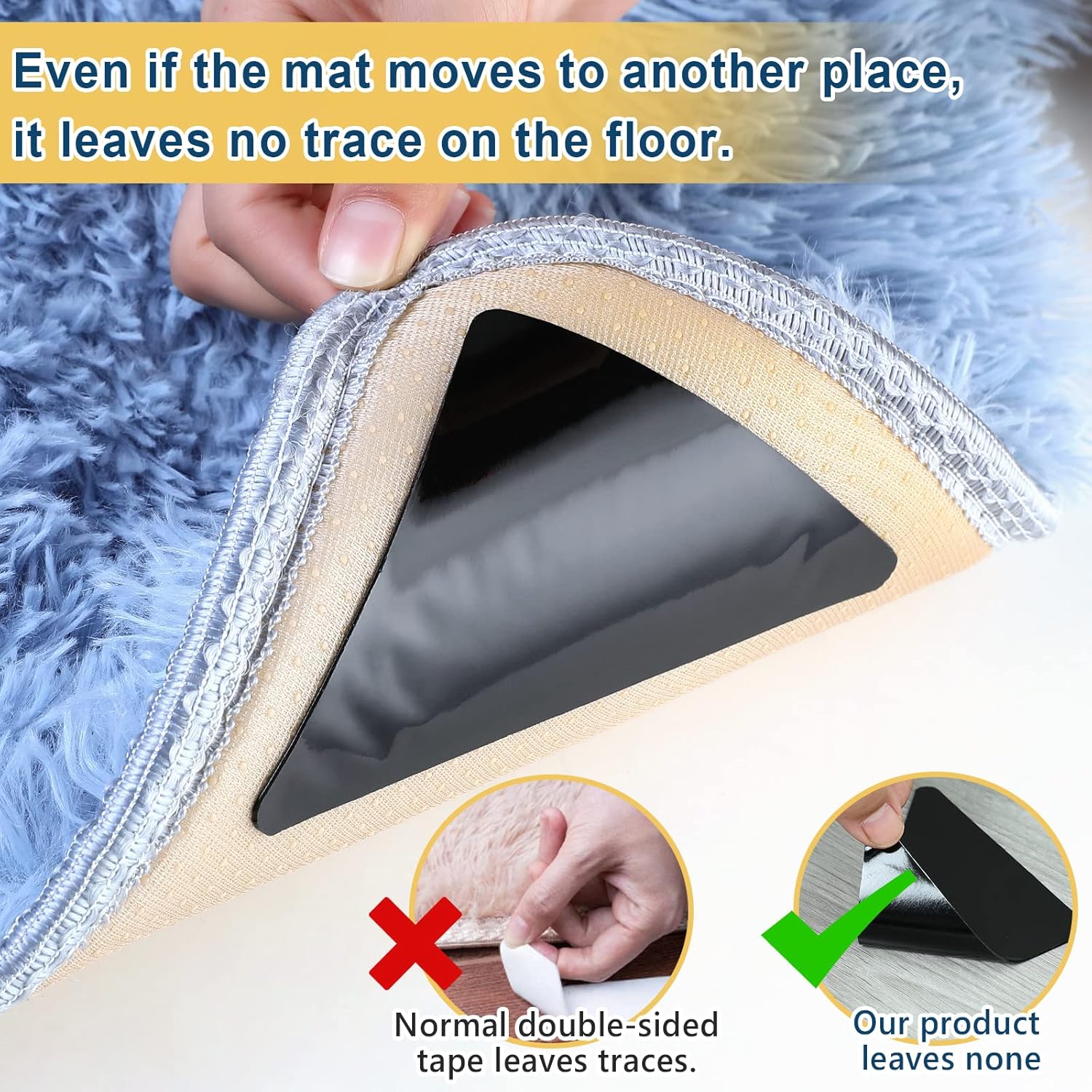 8 Patins Antidérapants Triangulaires Pour Tapis - Lavables, Réutilisables, Pour Sols Lisses (lot INGJIA)