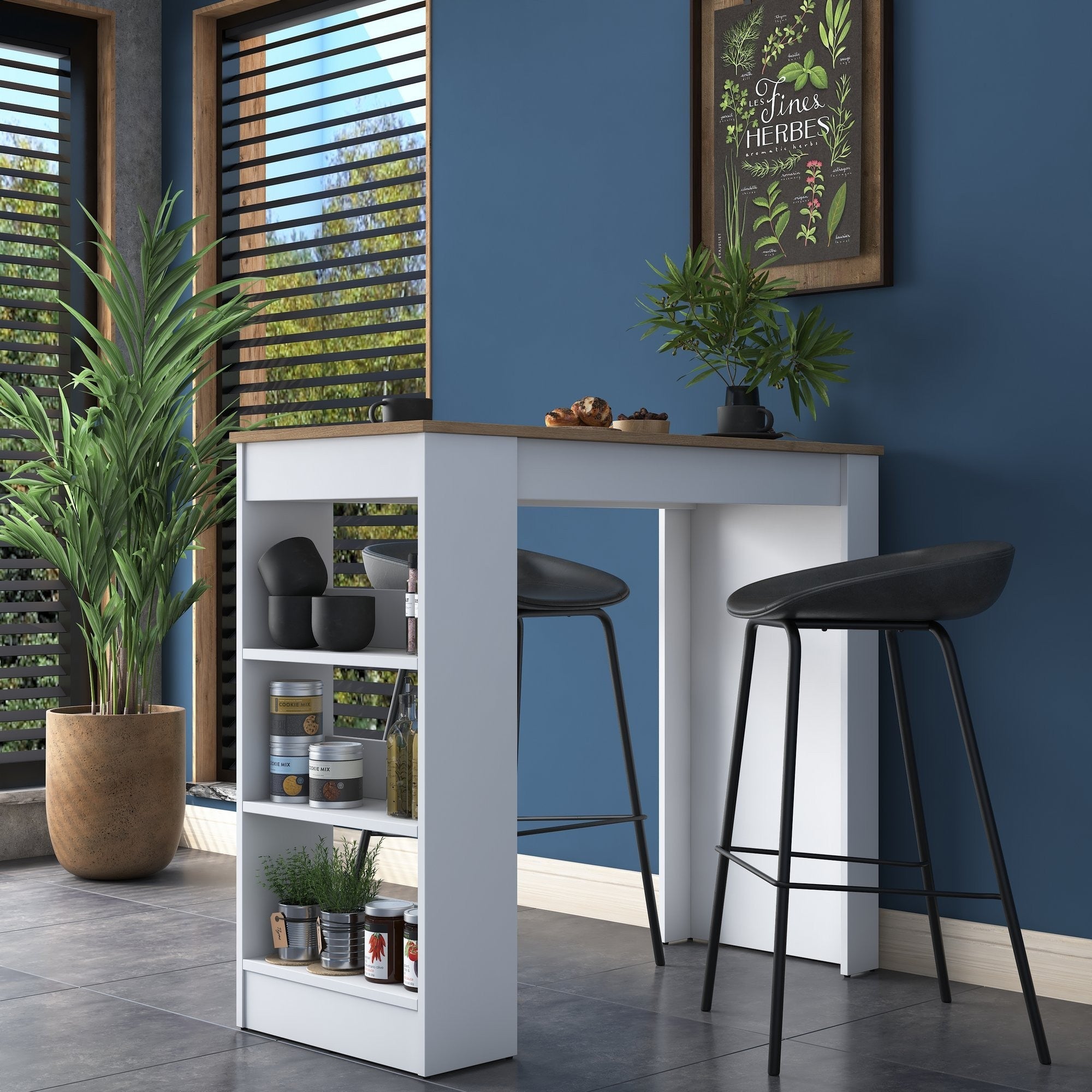 Table haute de cuisine avec étagères Janey Hanah Home - 2