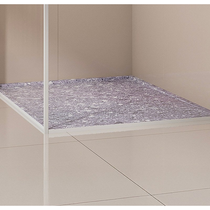 Brodzik płaski posadzkowy lub wpuszczany w posadzkę do przycięcia z żywicy SMC z syfonem - Efekt szarego lastryko - 120 x 90 cm - LYROSA