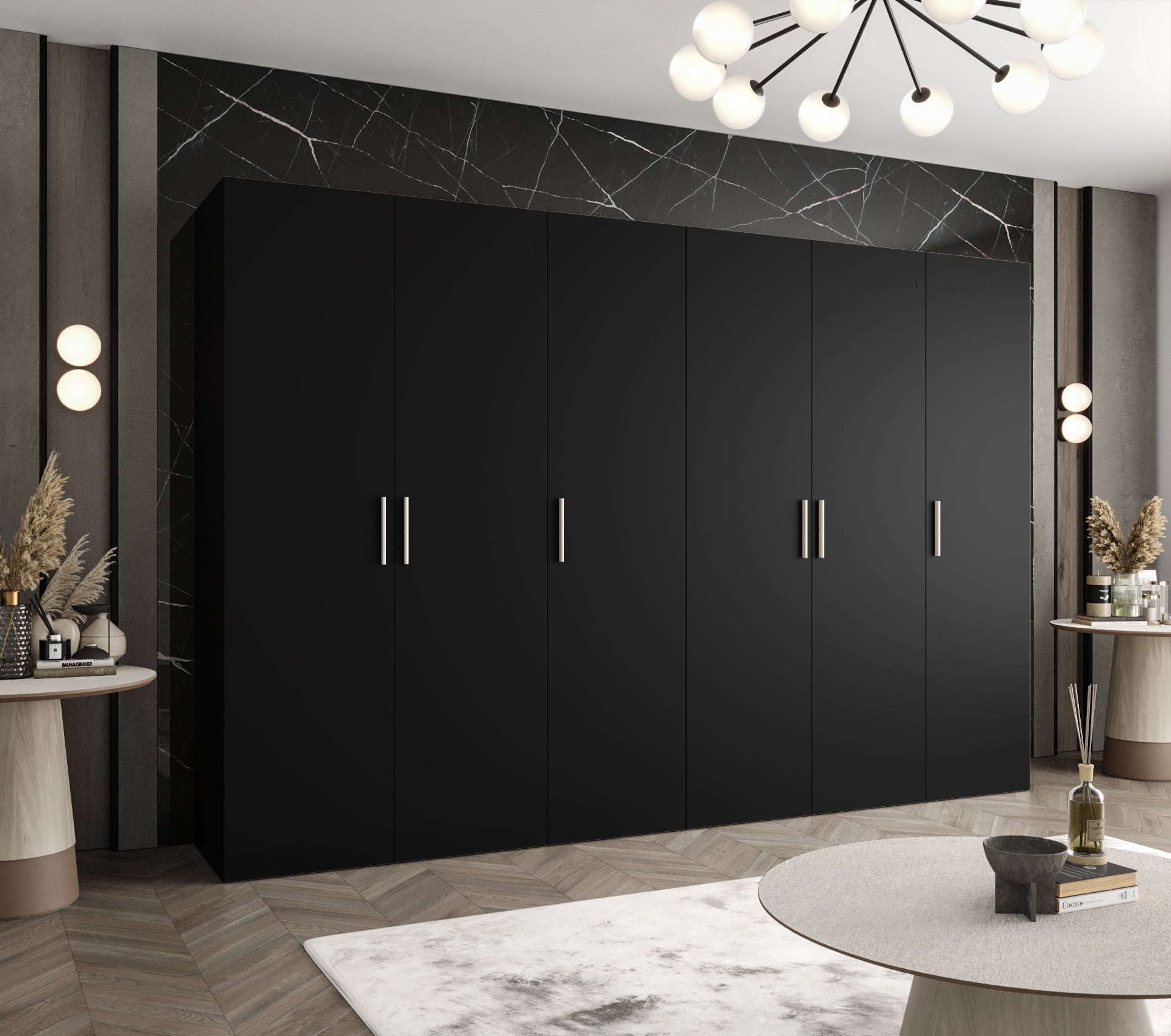Szafa uchylna otwierana Bari 1 300 x 52 x 202 cm czarny + u. srebrny Abiks Meble - 2