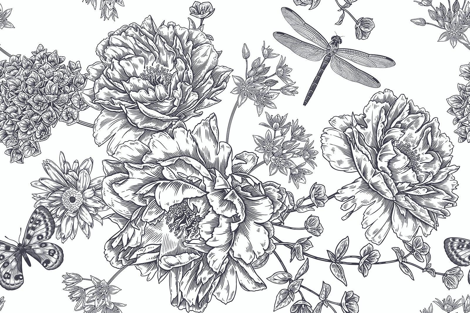 Crédence adhésive sticker décoratif pour cuisine - Fleurs papillons - Adhésif MAT - 90x135 cm - 2