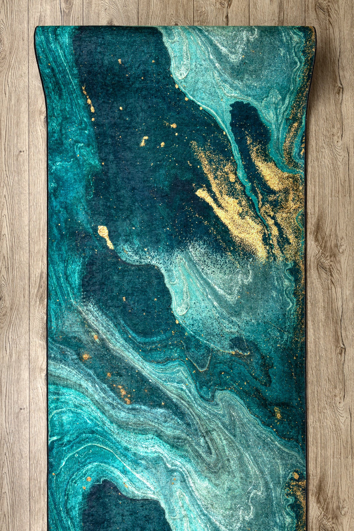 CHODNIK podgumowany DO PRANIA LOTUS SHADOWS 37750 Abstrakcja zielony / złoty 60cm 60x950 cm - 4