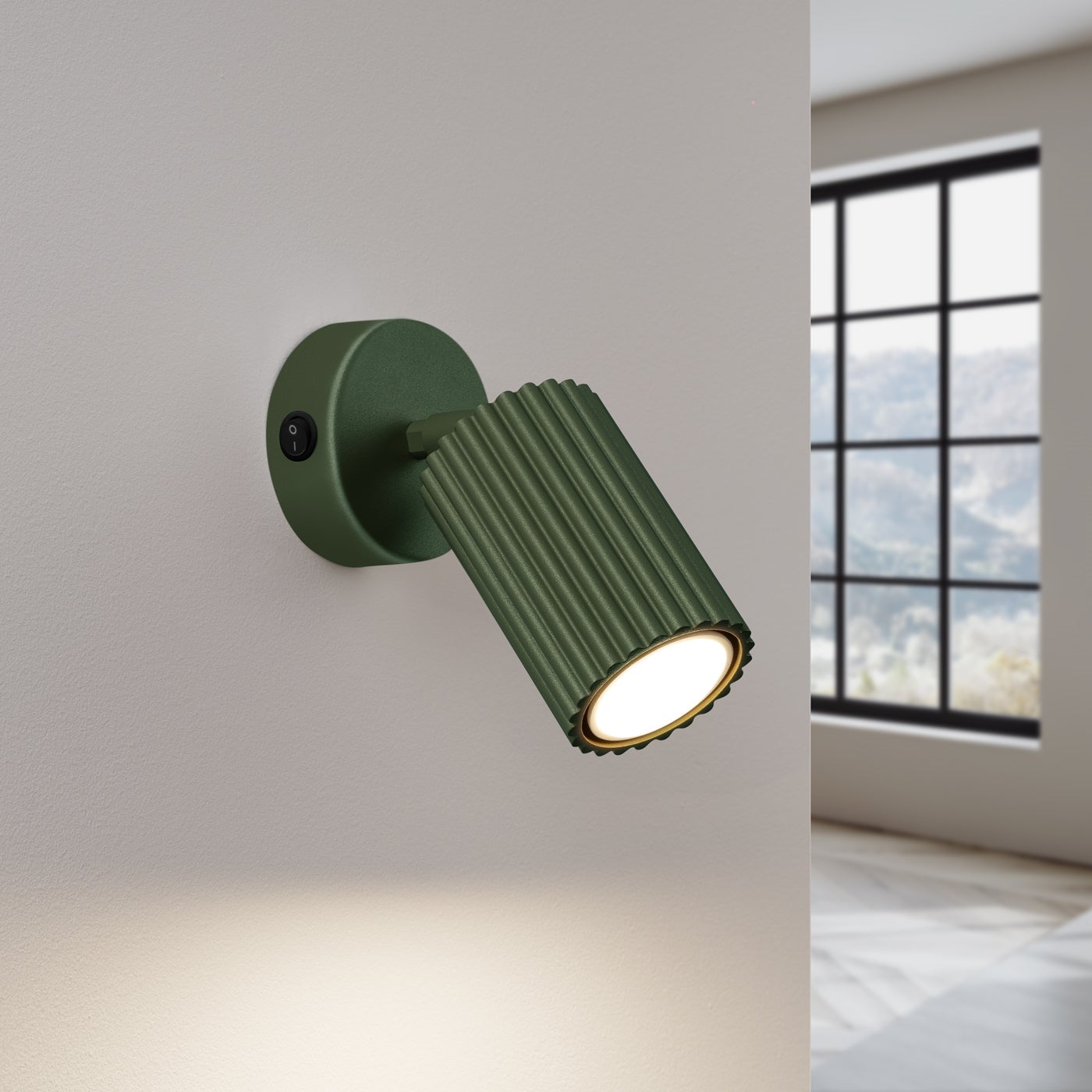 Kinkiet GLOOW zielony oliwkowy z włącznikiem LED 3000K - 8x16x16cm Sollux