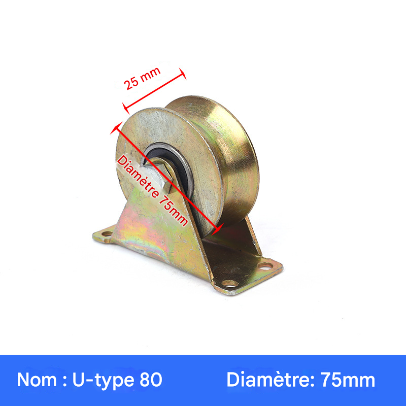 Roue de guidage robuste en forme de U 80, lot de 2, poulie fixe à ...