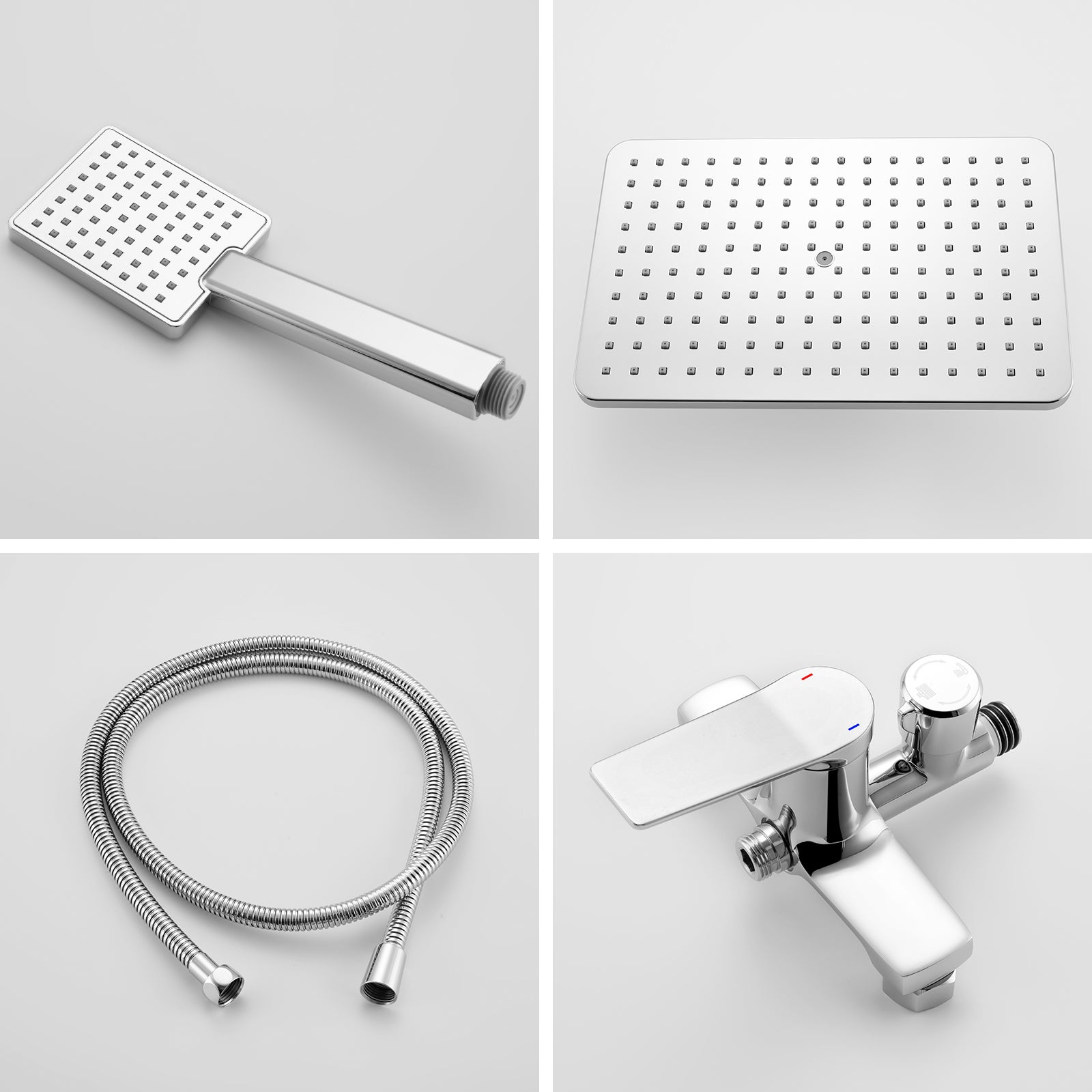 AURALUM MAX Columna de Ducha Cromada con Mezclador Altura Ajustable entre 93-130cm,Sistema de Ducha con Ducha 25.4x25.4cm y Cabezal de Ducha - 6