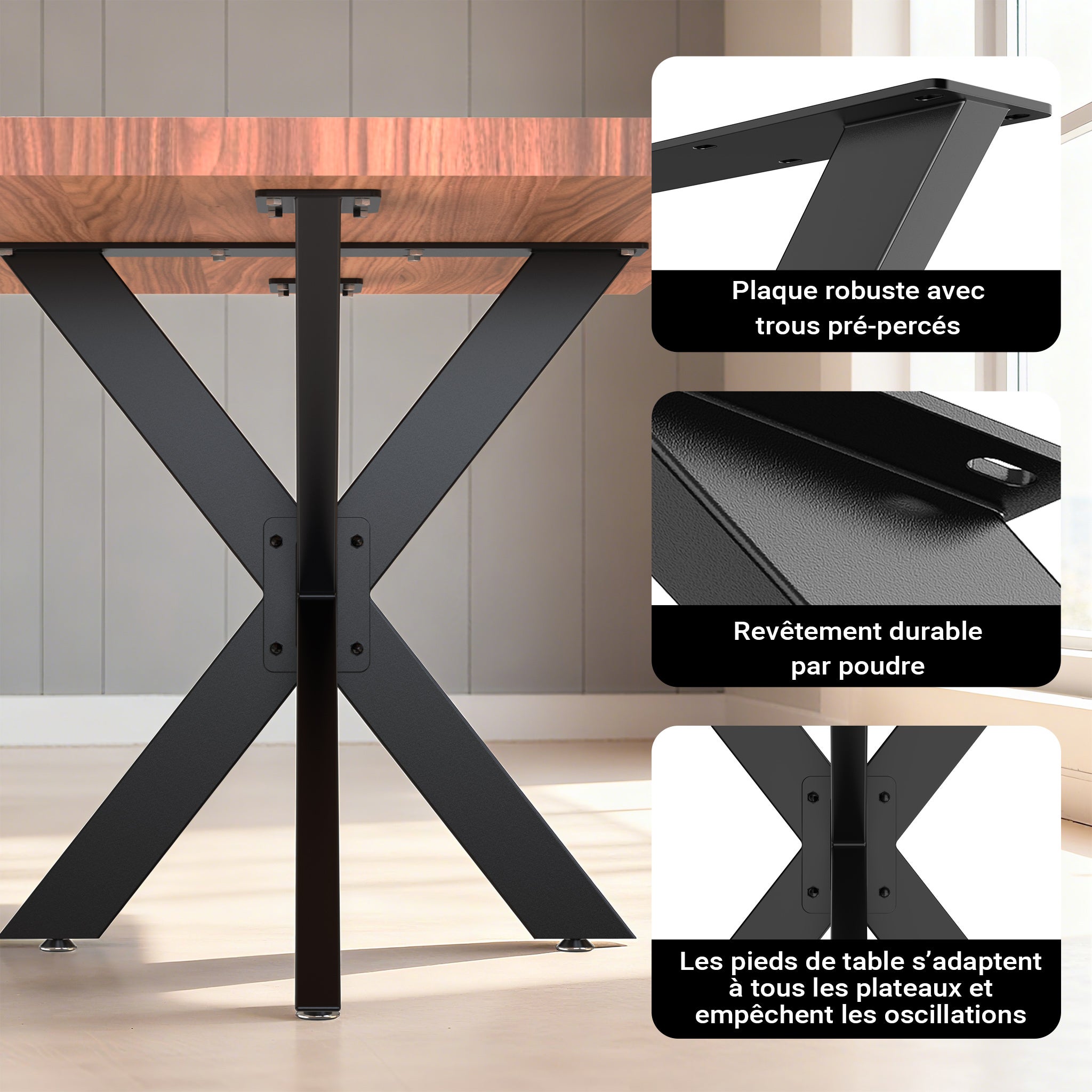 Pied de Table Spider Piètement en Acier 71x78x150cm Forme Araignée en Noir Support Surface Travail Pied de meuble Matériel de fixation… XPOtool - 7