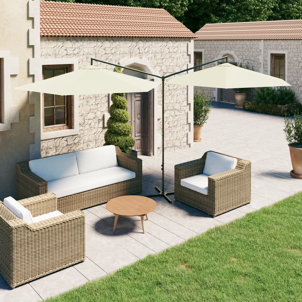 Ombrellone Doppio da Giardino 2x4 m Palo 38 mm Lyon Grigio Scuro
