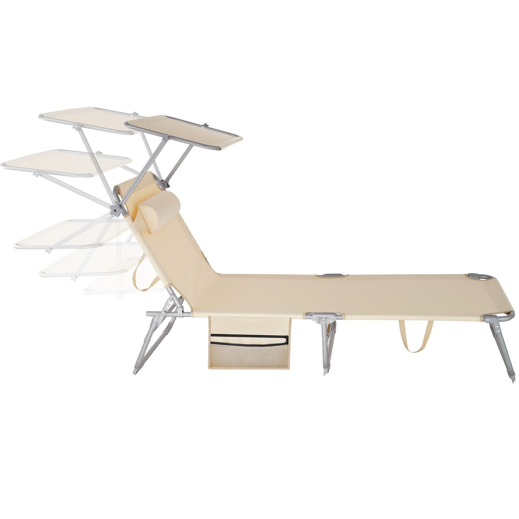 Lot de 2 bains de soleil en polyrotin et aluminium réglable sur 4 positions avec appui-tête et pochette TECTAKE - 2