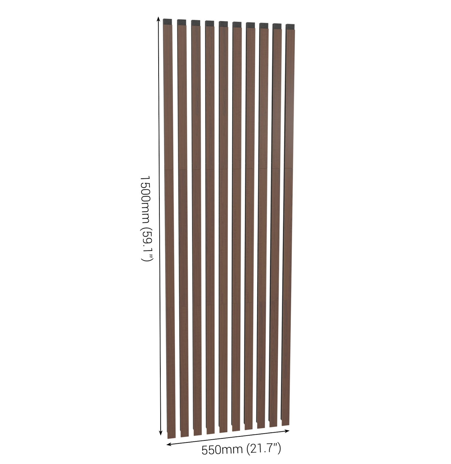 Lot de 32 Lames acoustiques insonorisants LAMELA 50x3 cm -0,5 m²surf.totale -MDF perforé laminé et mousse acoustique -Noix - 6