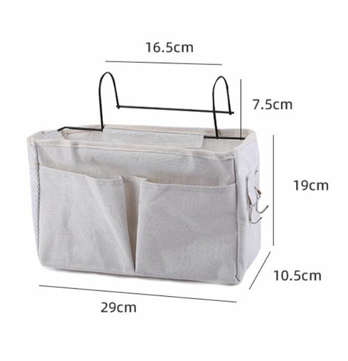 Panier de rangement suspendu au chevet, organisateur multifonctionnel, caddie pour dortoirs, rails de lit, peut être placé des clés de livres (blanc) - 3