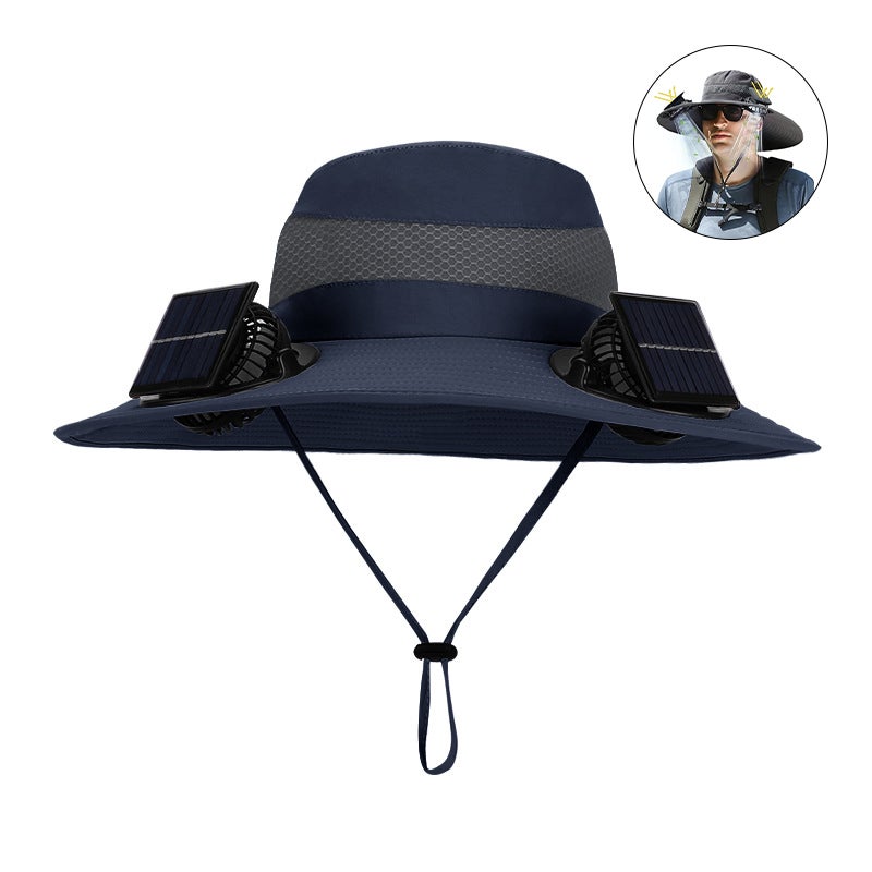 Kapelusz z wentylatorem słonecznym kapelusz przeciwsłoneczny szerokim rondem wentylatorami słonecznymi ładowany przez USB odpinany kapelusz wędkarski