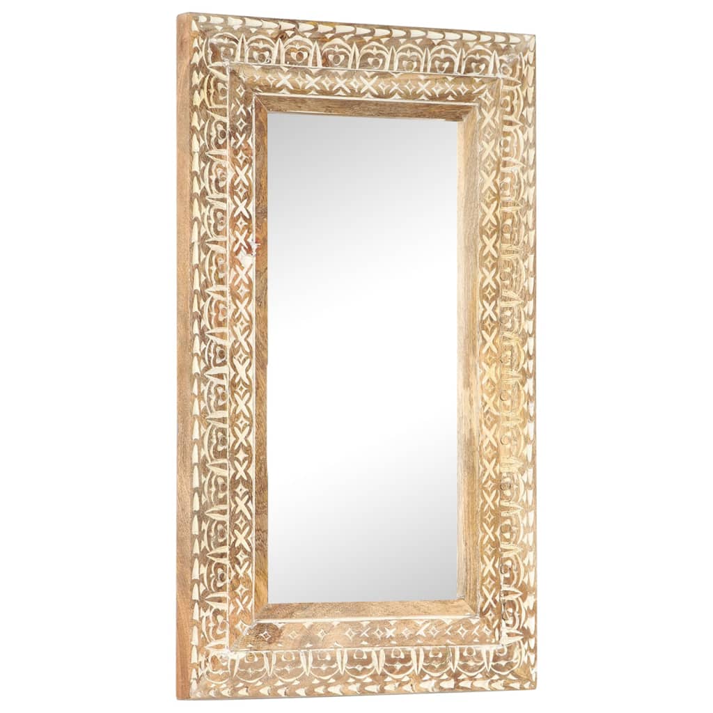 Miroir sculpté à la main 110x50x2,5 cm bois de manguier solide