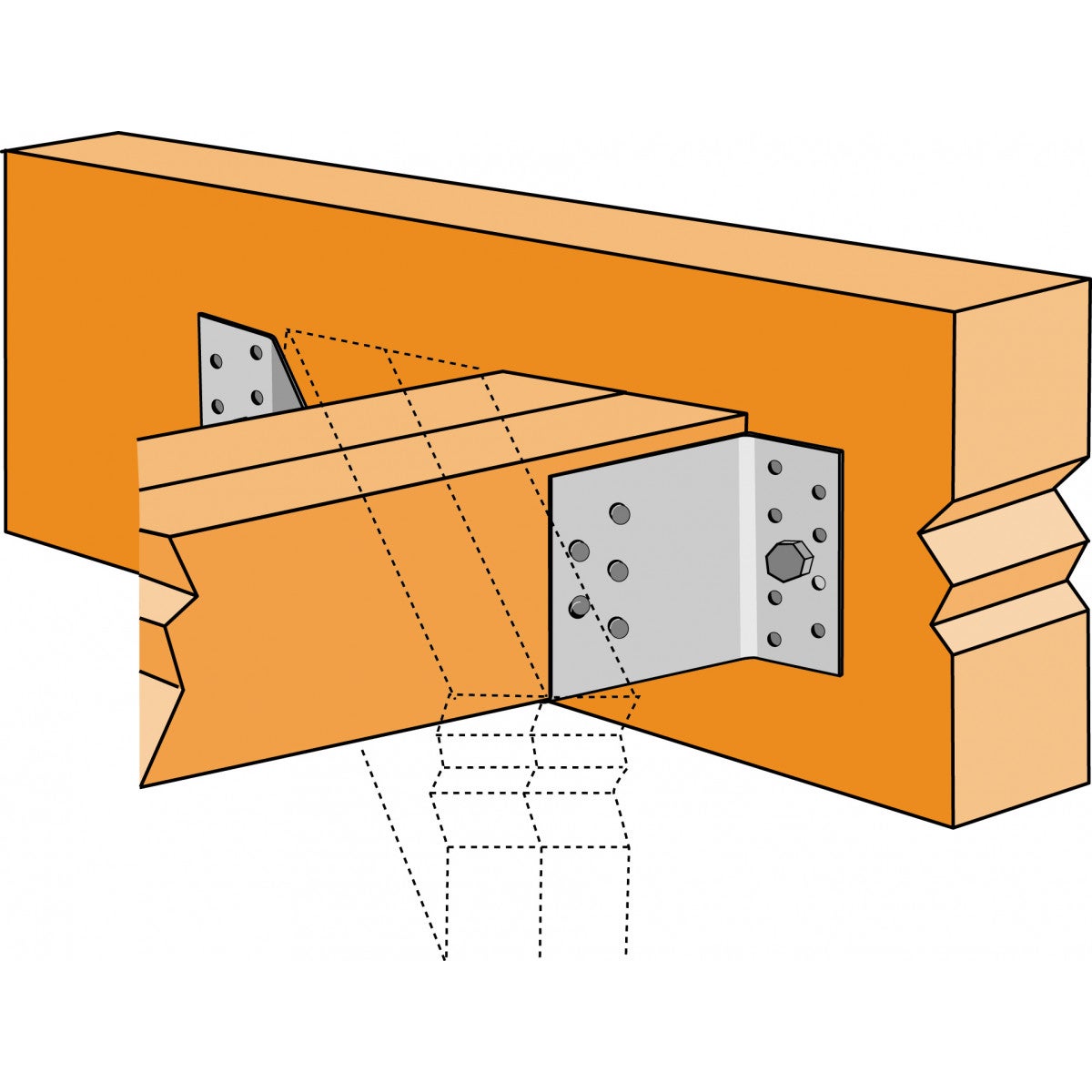 Etrier à angle 45° (D/G) ET 67x95mm - ep 1.5mm - 4