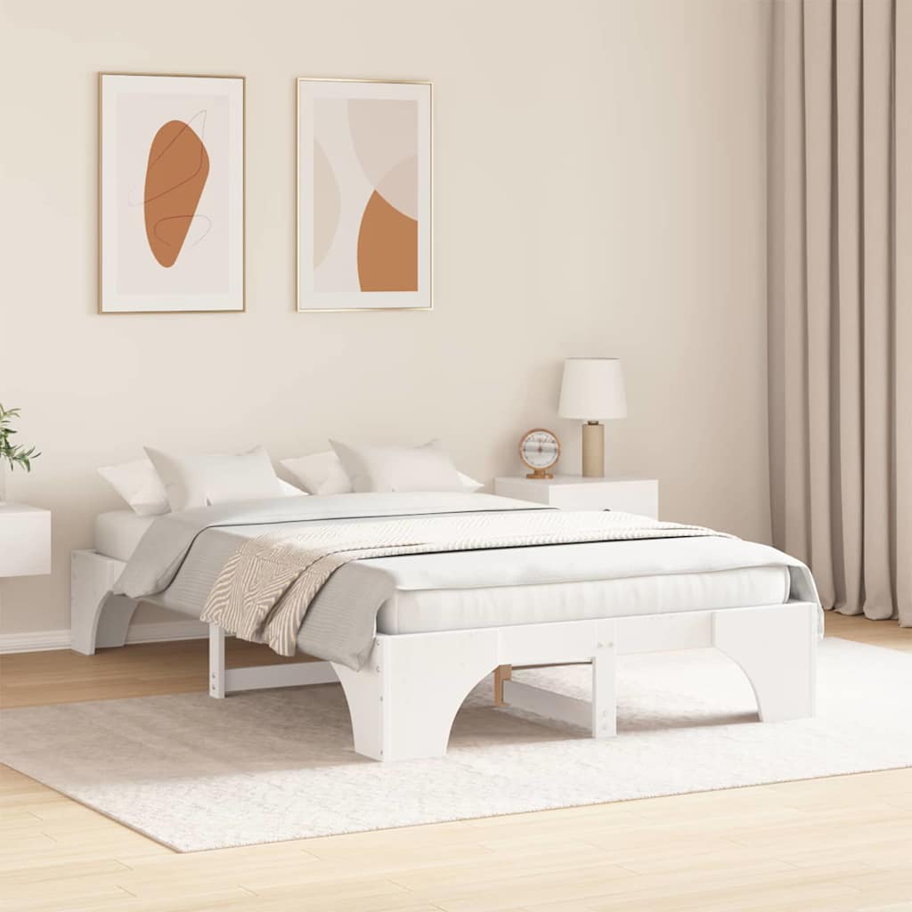 Cadre de lit en pin massif blanc, pour la chambre, 120 × 190 cm - 3