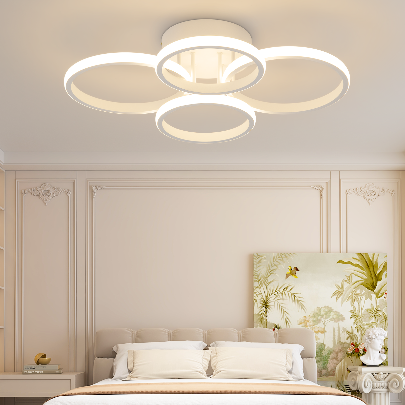 ZMH Nowoczesna biała lampa sufitowa LED 48W 55cm ściemnialna z pilotem do salonu i sypialni - 9