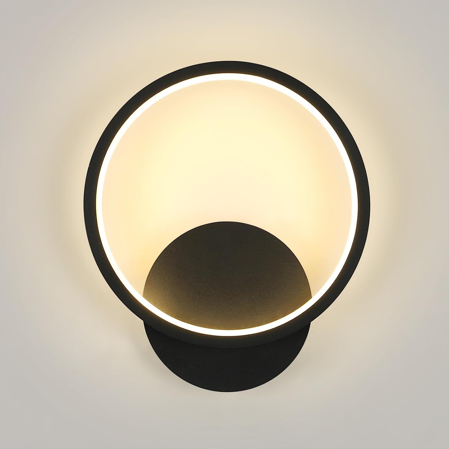 GLAMARIS Wewnętrzna Lampa Ścienna Nowoczesne Oświetlenie Ścienne Okrągła Lampa Ścienna do Sypialni Salonu Łazienki Korytarza Schodów Czarna