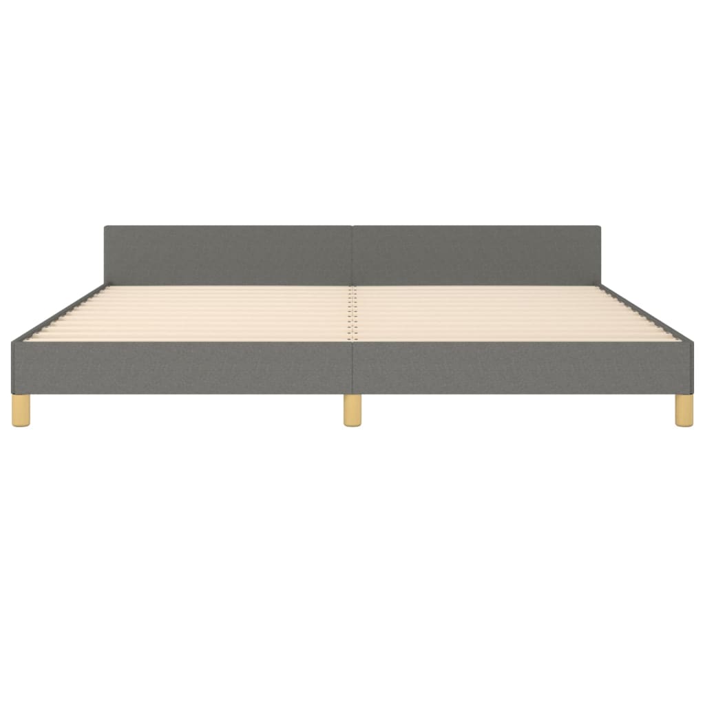 Cadre de lit sans matelas gris foncé 200 x 200 cm tissu - 6