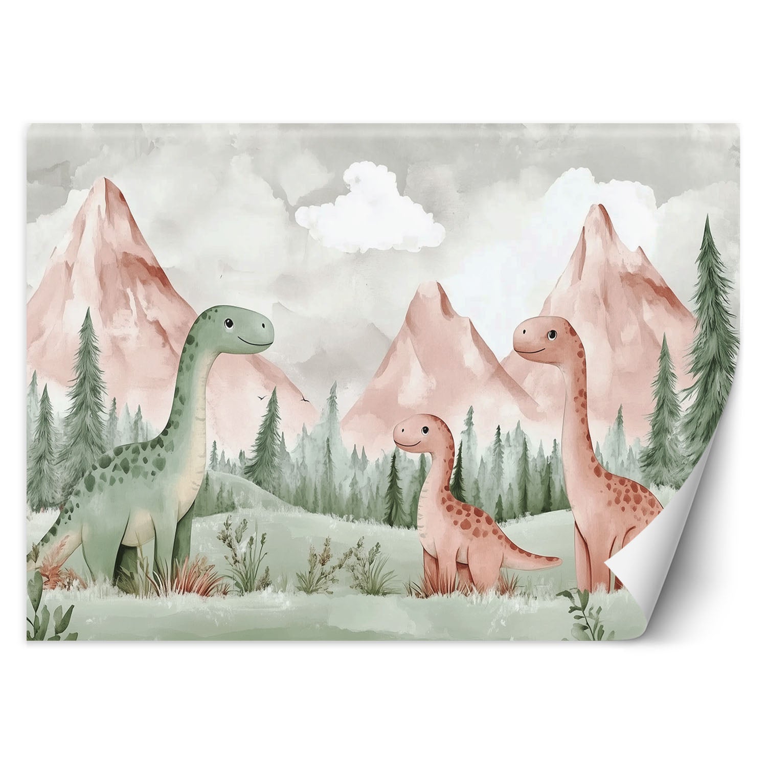 Fototapeta dla dzieci do pokoju, Dinozaury Góry Las Zielony 450x315