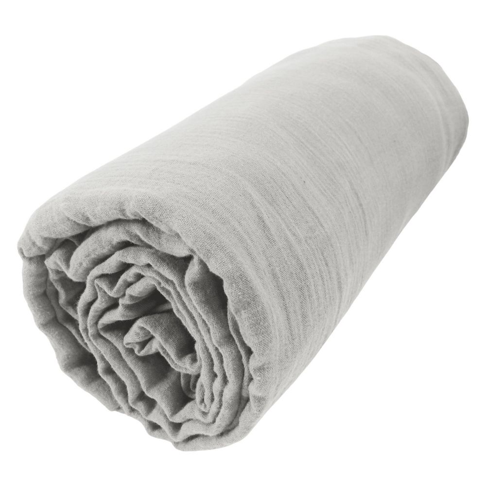 Drap housse 160x200 cm en Gaze de coton Nuage - 4