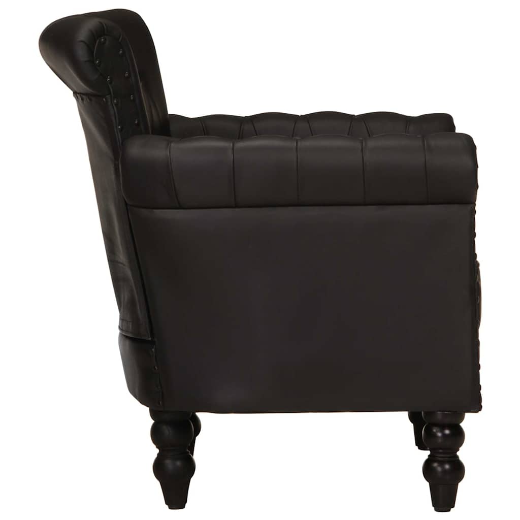 Maison Exclusive - Fauteuil Noir Cuir de chèvre véritable - 4