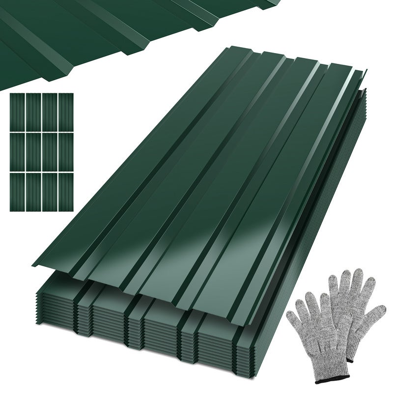 Opakowanie 24 arkuszy blachy falistej profilowanej do okładzin ściennych, 115 x 45 cm = 12 m², blacha ocynkowana, kolor zielony