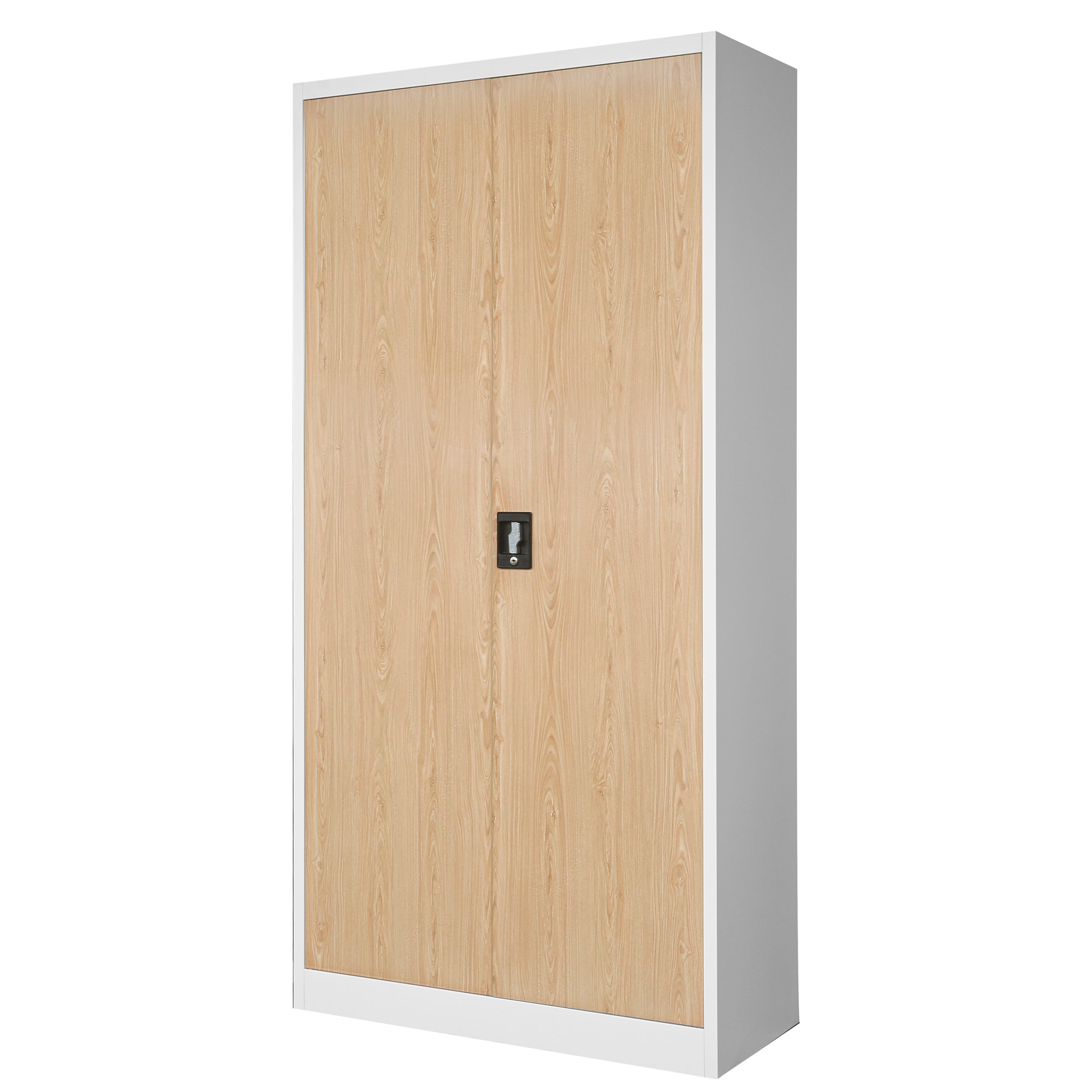 Metalowa Szafa Biurowa z 4 Regulowanymi Półkami 195 x 90 x 40 cm Biała/Dąb Sonoma
