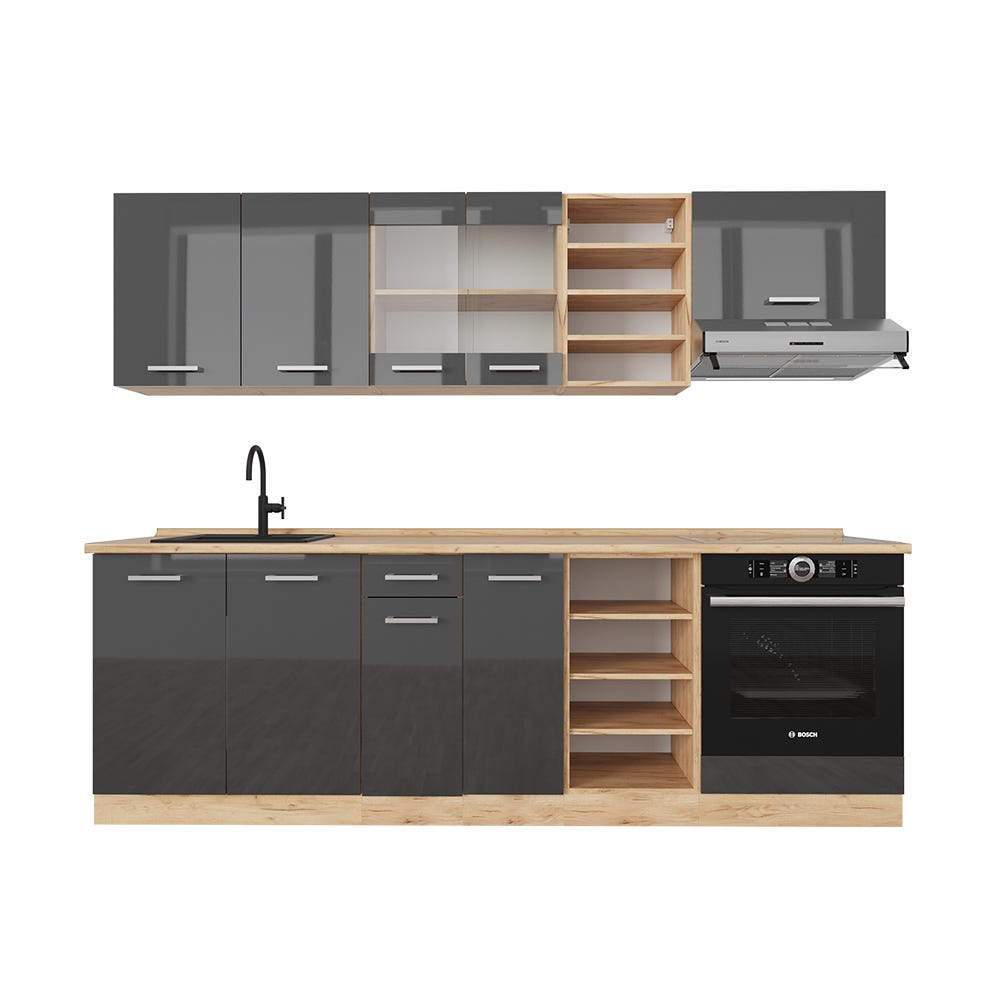 Test du bloc cuisine Vicco R-Line : design anthracite et chêne doré Test du bloc cuisine Vicco R-Line : design anthracite et chêne doré