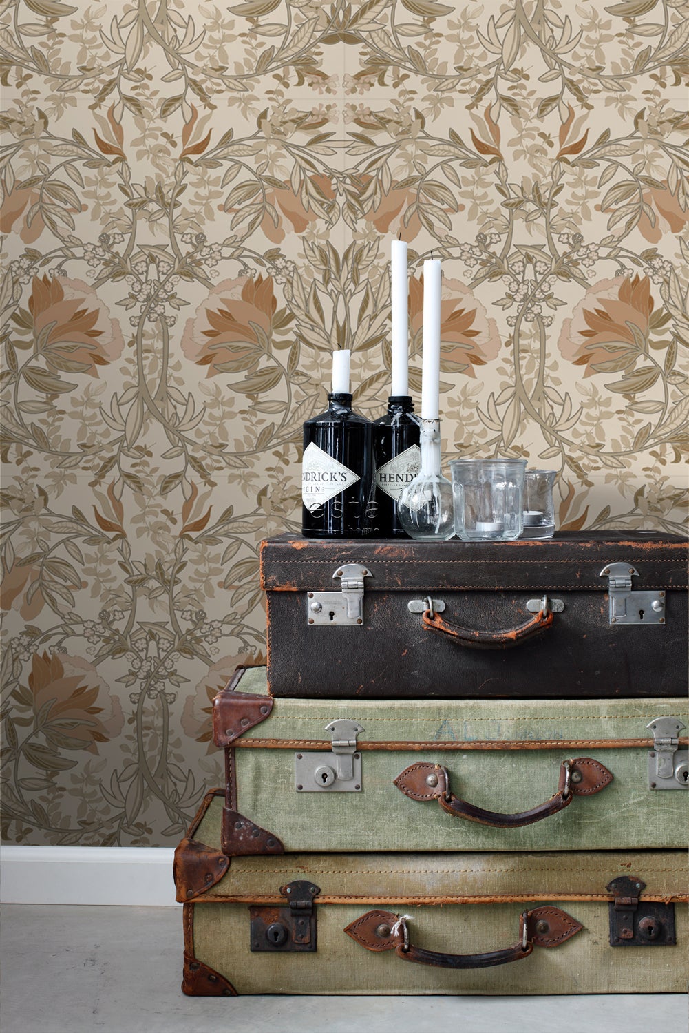 Papier peint fleurs vintage de style art nouveau beige clair et vieux rose - 53 cm x 10.05 m - ESTAhome - 3