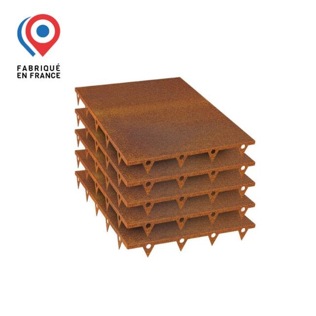 Lot 5 Pas Japonais Métal Acier Corten Brut 50x40 Cm - madecoupesurmesure