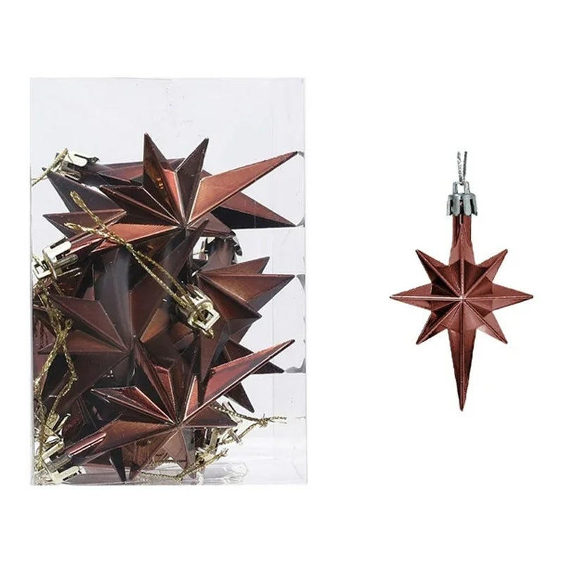 12 decorazioni a forma di stella a 8 punte da 8 cm - Plastica galvanizzata - Decorazioni per alberi di Natale, location e feste - 2