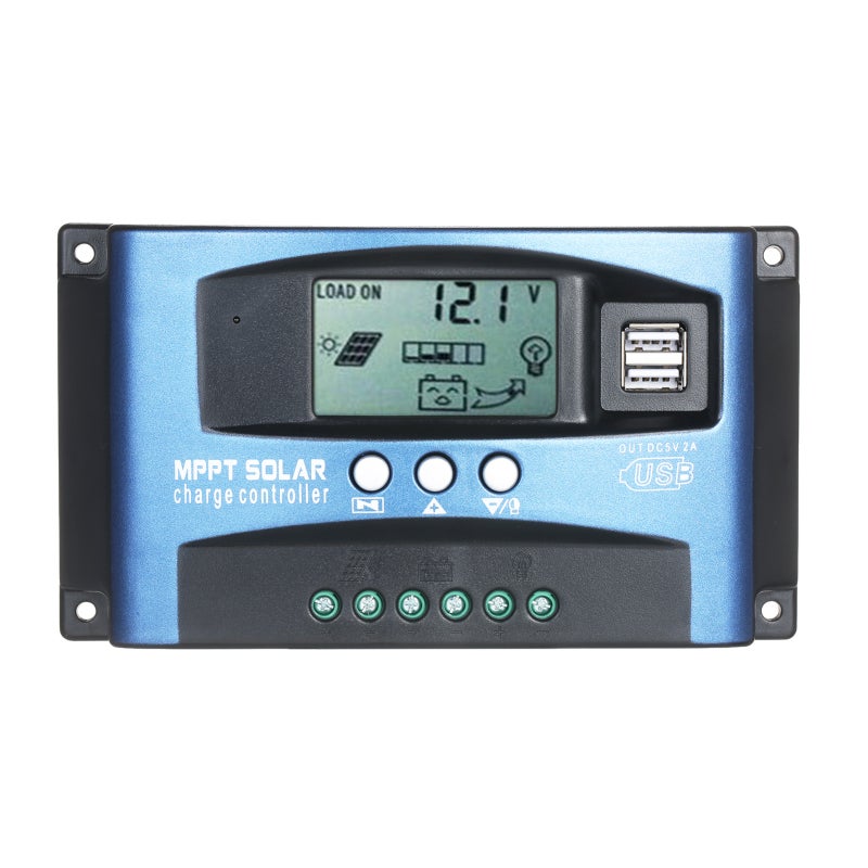 Contrôleur de charge solaire MPPT compatible 12 V/24 V, double port USB ...