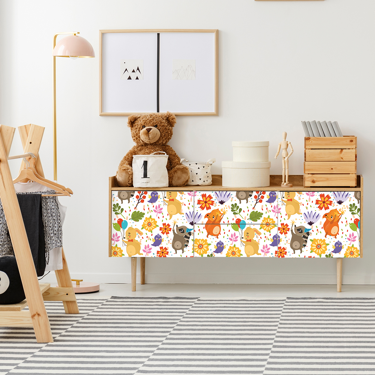 Pegatina muebles para niños animales en las cercanías - adhesivo de pared - revestimiento sticker mural decorativo - 40x60cm - 5