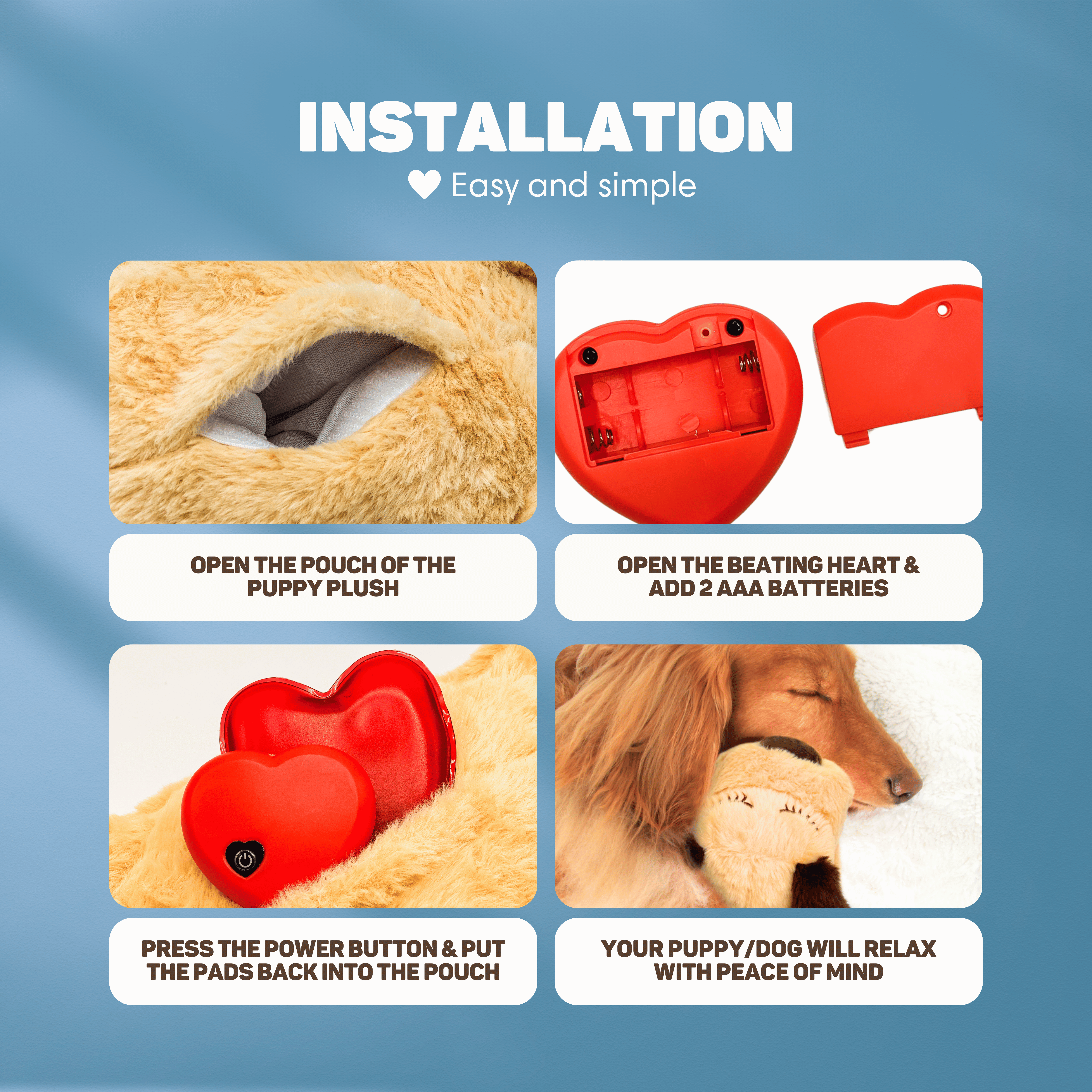 Peluche Perro con Latido del Corazón Vulpes Goods – Peluche para Cachorros - incl. Almohadilla Térmica - 5