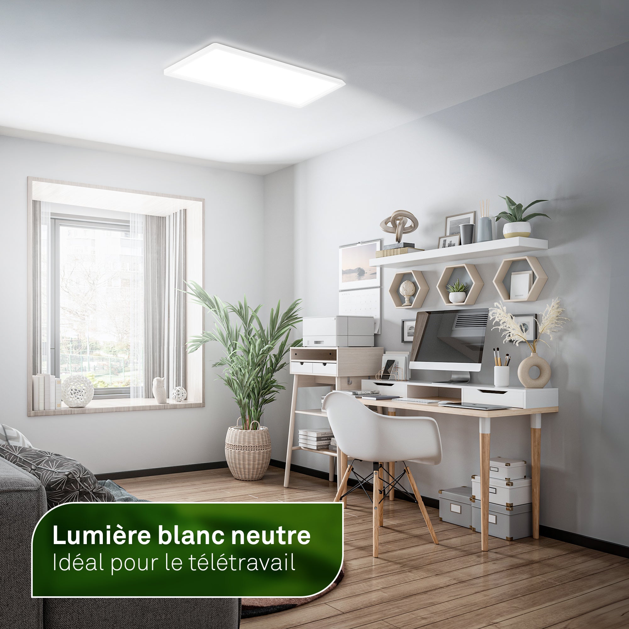 Panneau LED ultrafin - Classe d'efficacité énergétique A - avec rétroéclairage - IP20 - 4.000K - 14W 3.000lm - blanc - Briloner - 6