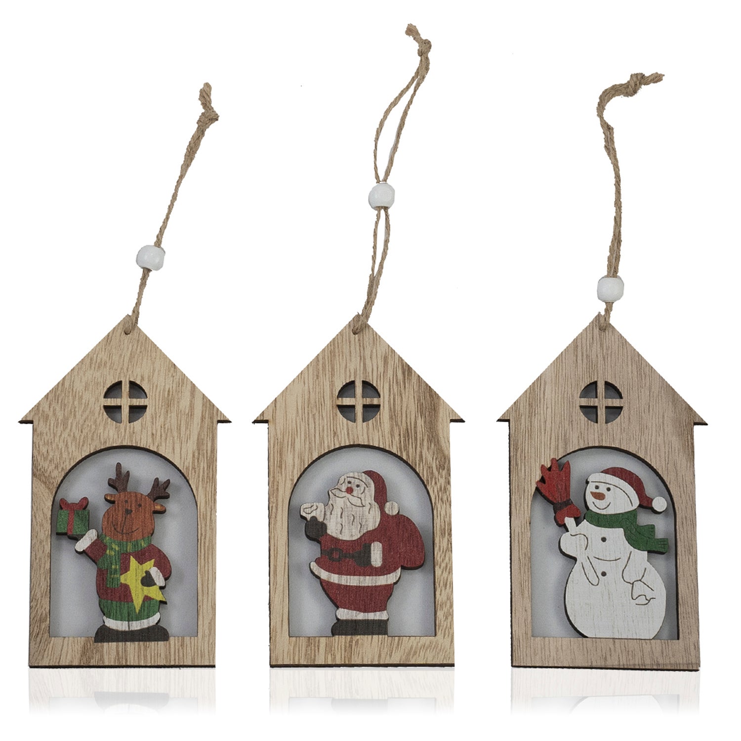 12 Pendentifs Bois Ramadan Noir - 7x7cm, 4 Designs Différents