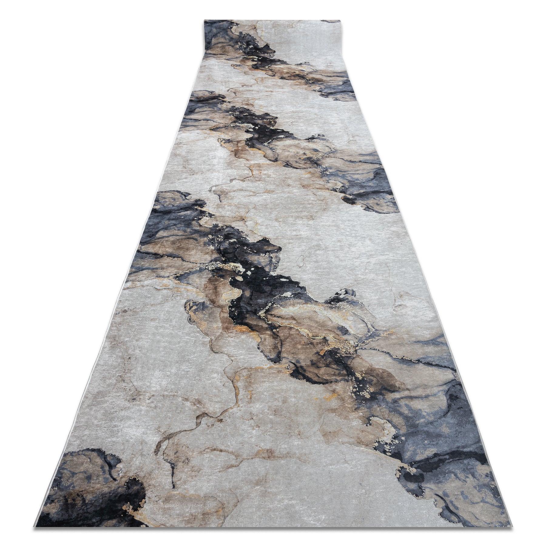 CHODNIK podgumowany DO PRANIA LOTUS SHADOWS 37550 Abstrakcja beż / szary 120cm 120x540 cm