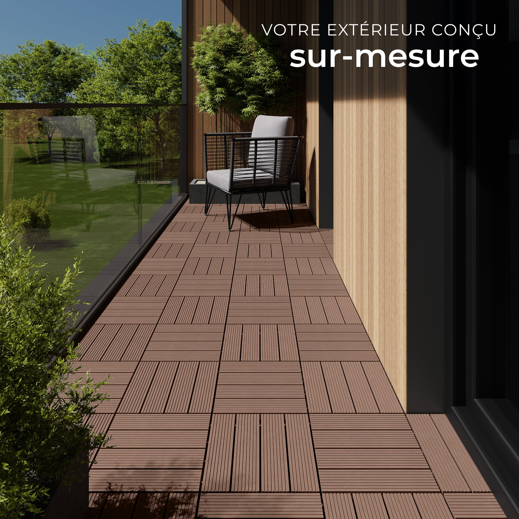 Lot de dalles de terrasse TEGULAS en WPC aspect bois Lot de 22 pièces avec système de clic TECTAKE - 7