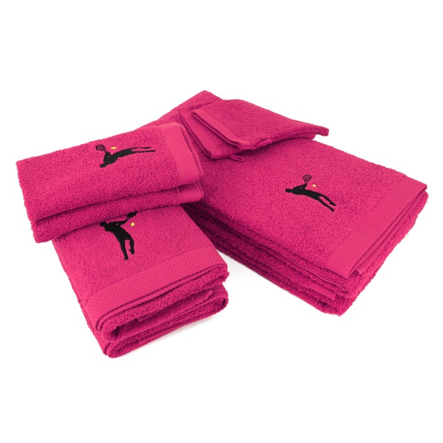 Parure de bain 8 pièces coton 550 g/m2 PURE TENNIS Rose Fuchsia